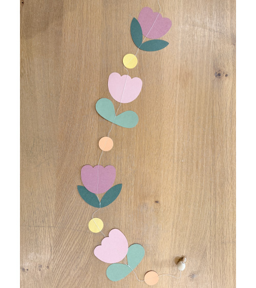 Guirlande artisanale papier de tulipes