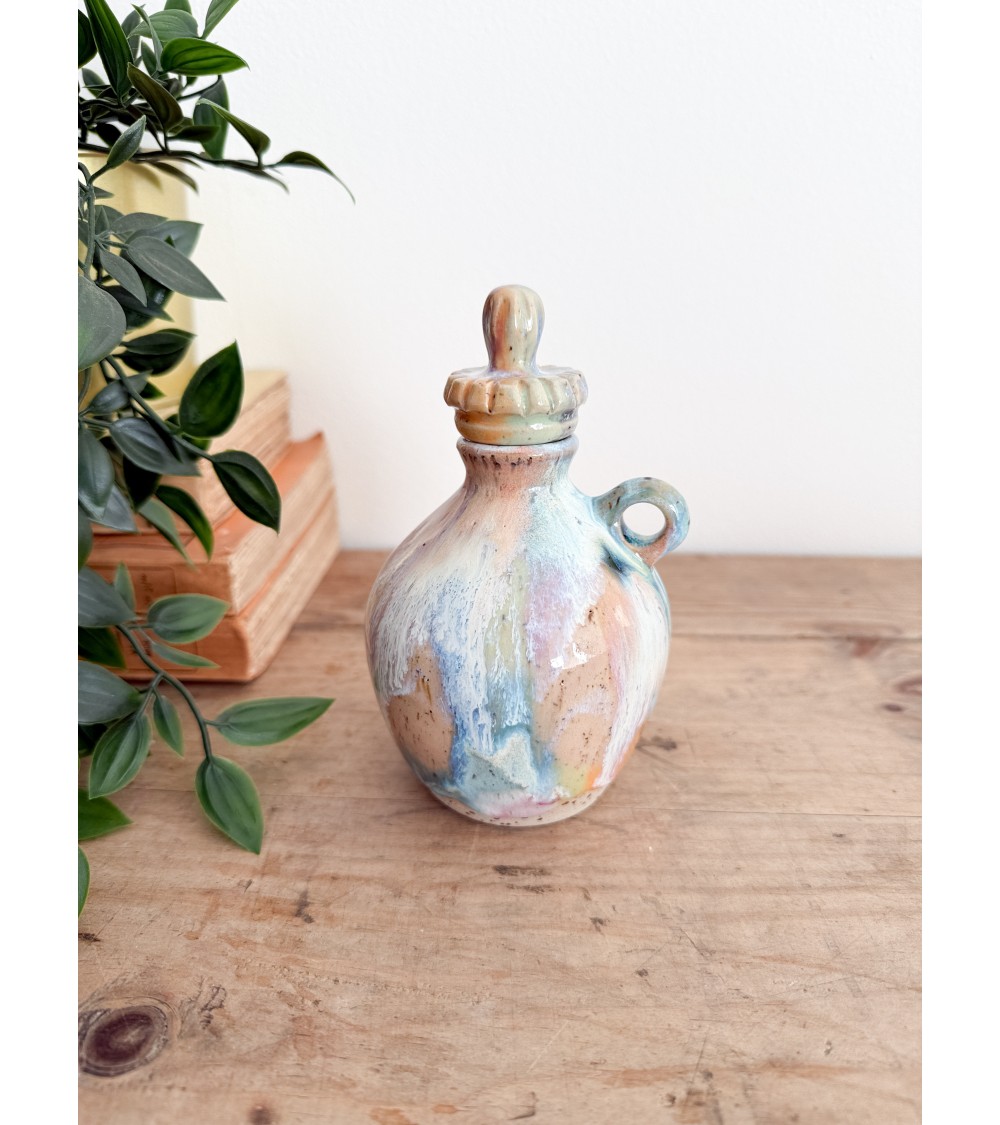 Handmade artisanal ceramic rainbow bud vase