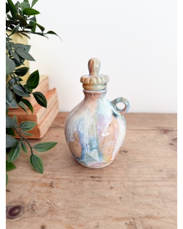 Handmade artisanal ceramic rainbow bud vase