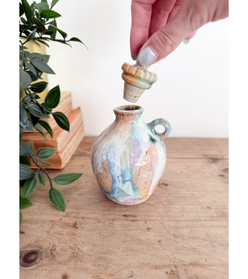 Handmade artisanal ceramic rainbow bud vase