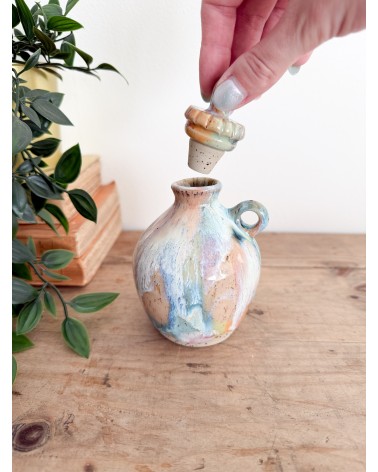 Handmade artisanal ceramic rainbow bud vase