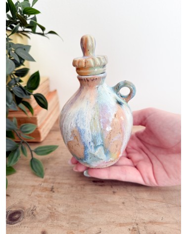 Handmade artisanal ceramic rainbow bud vase