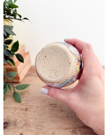 Handmade artisanal ceramic rainbow bud vase