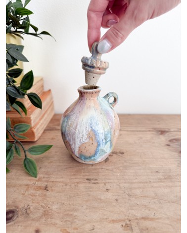Handmade artisanal ceramic rainbow bud vase