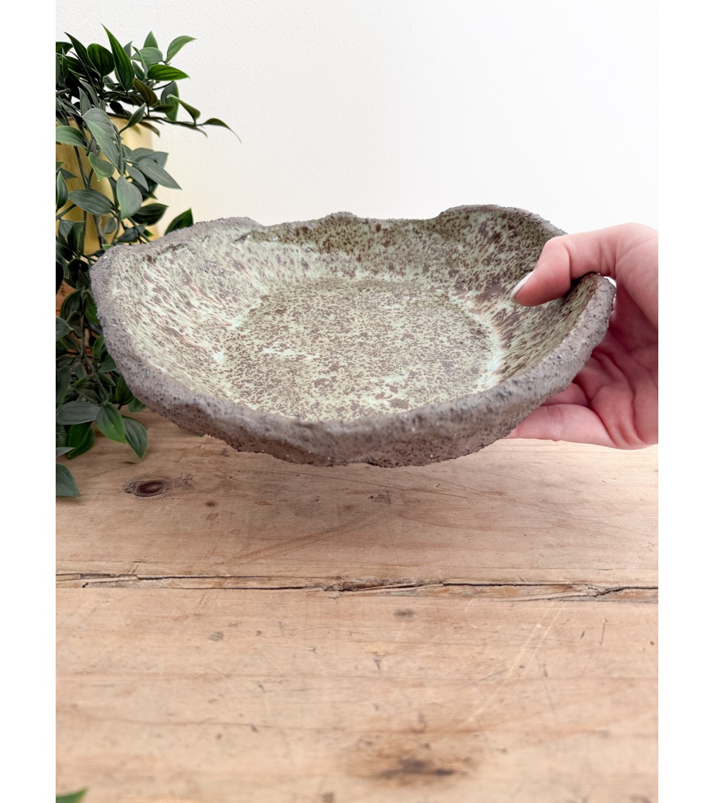Handmade artisanal ceramic turquoise platter