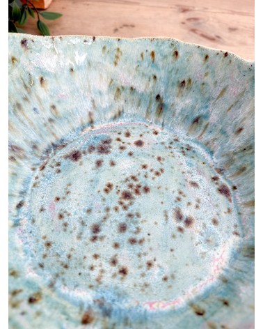 Handmade artisanal ceramic turquoise platter