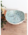 plat rugueux turquoise artisanal en céramique fait main
