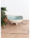 plat rugueux turquoise artisanal en céramique fait main