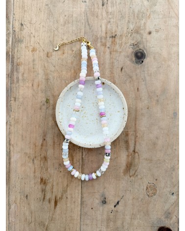 Handmade beaded natural stone necklace