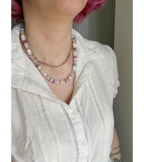 Handmade beaded natural stone necklace