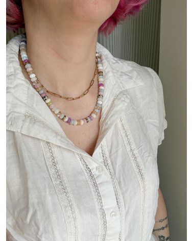 Handmade beaded natural stone necklace