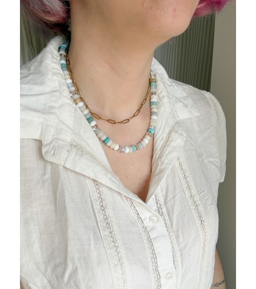 Collier bohème en pierres naturelles et perles