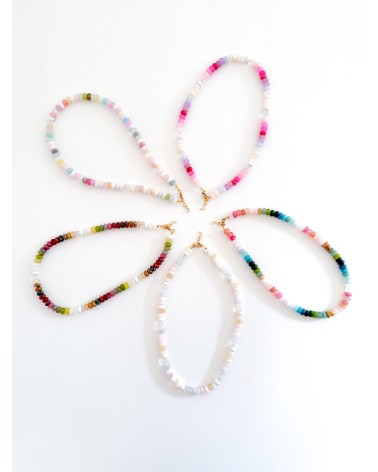 Handmade beaded natural stone necklace