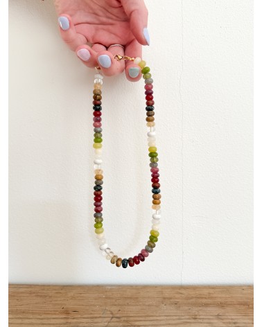 Handmade beaded natural stone necklace