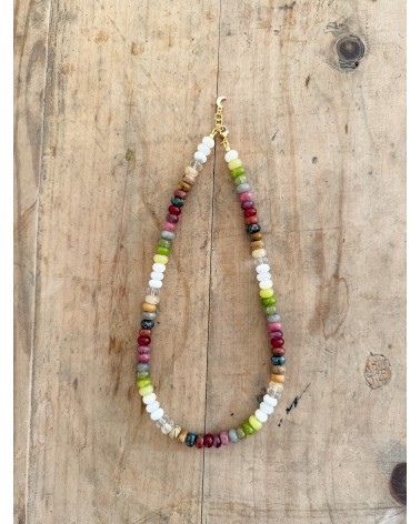 Handmade beaded natural stone necklace