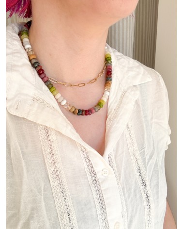 Collier bohème en pierres naturelles et perles
