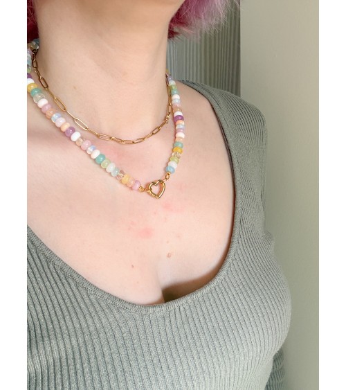 Collier bohème en pierres naturelles et perles