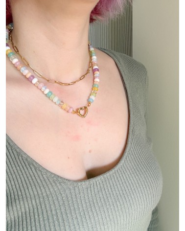 Collier bohème en pierres naturelles et perles