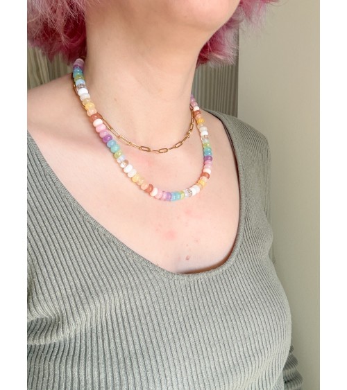 Collier bohème en pierres naturelles et perles