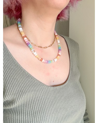 Handmade beaded natural stone necklace