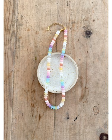 Handmade beaded natural stone necklace