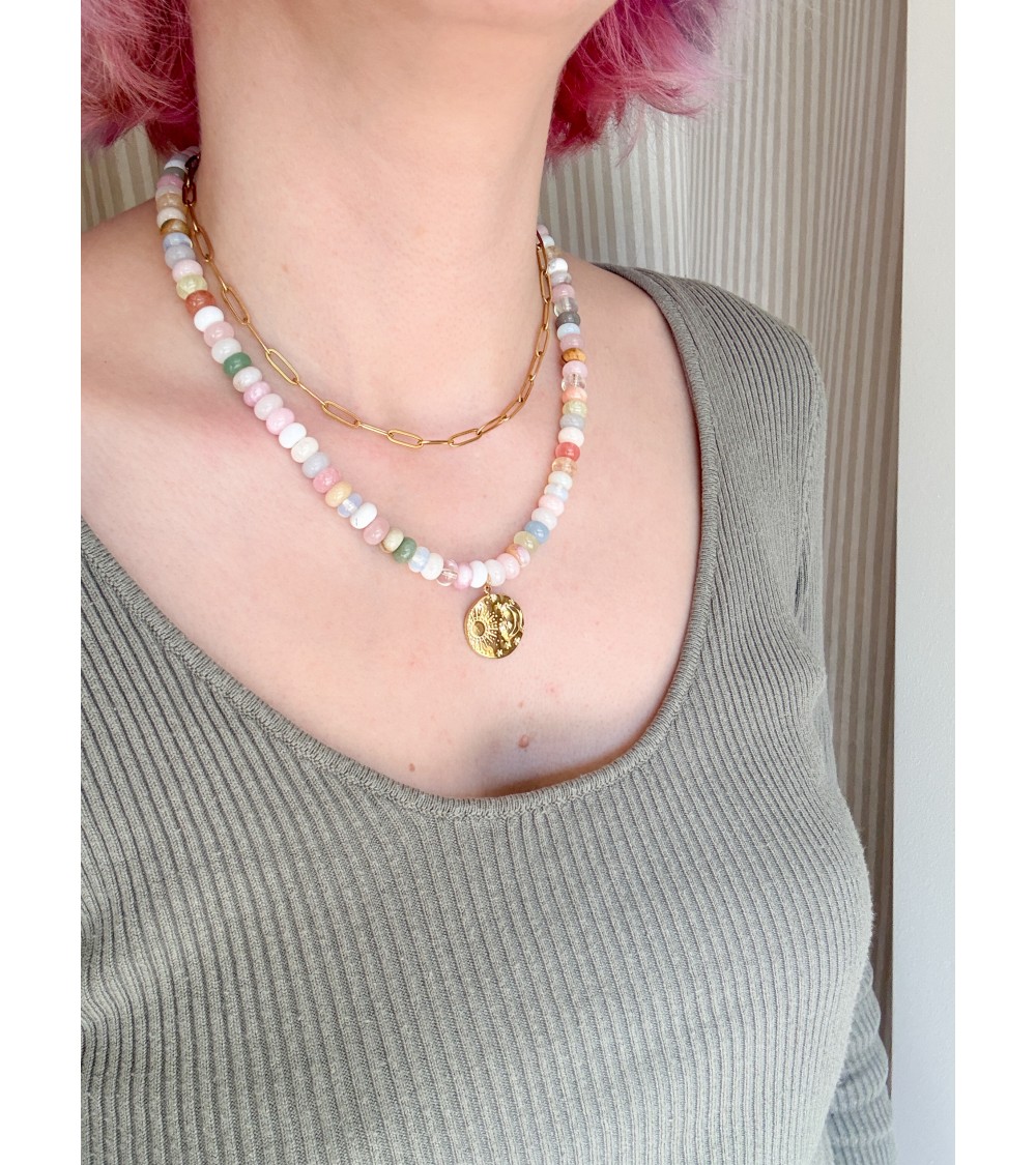 Collier bohème en pierres naturelles et perles