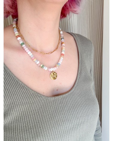 Handmade beaded natural stone necklace