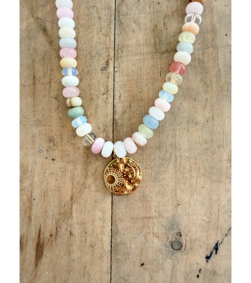 Handmade beaded natural stone necklace
