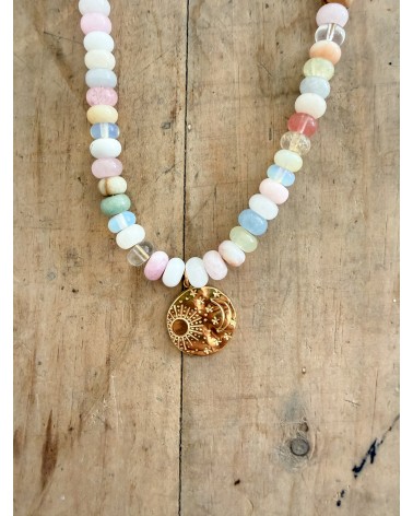 Handmade beaded natural stone necklace