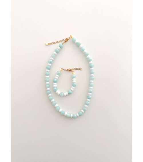 Handmade beaded natural stone necklace