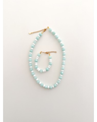 Handmade beaded natural stone necklace