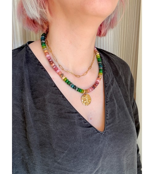 Handmade beaded natural stone necklace