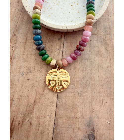 Collier bohème en pierres naturelles et perles